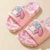 sanrio kuromi pantoufles de dessin animé filles et garçons chaussures coulissantes antidérapantes d'intérieur sandales à bout ouvert pour enfants doux et confortables
