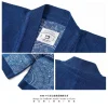 tissu kendo sashiko épais teint par indigo botanique fait à la main, vêtements de travail rétro japonais modifiés, vestes de robe samue