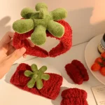 Bandeau fraise rouge lavage visage bandes de cheveux cerceaux de cheveux filles épais mignon en peluche bandeaux bandeau mode cheveux accessoires