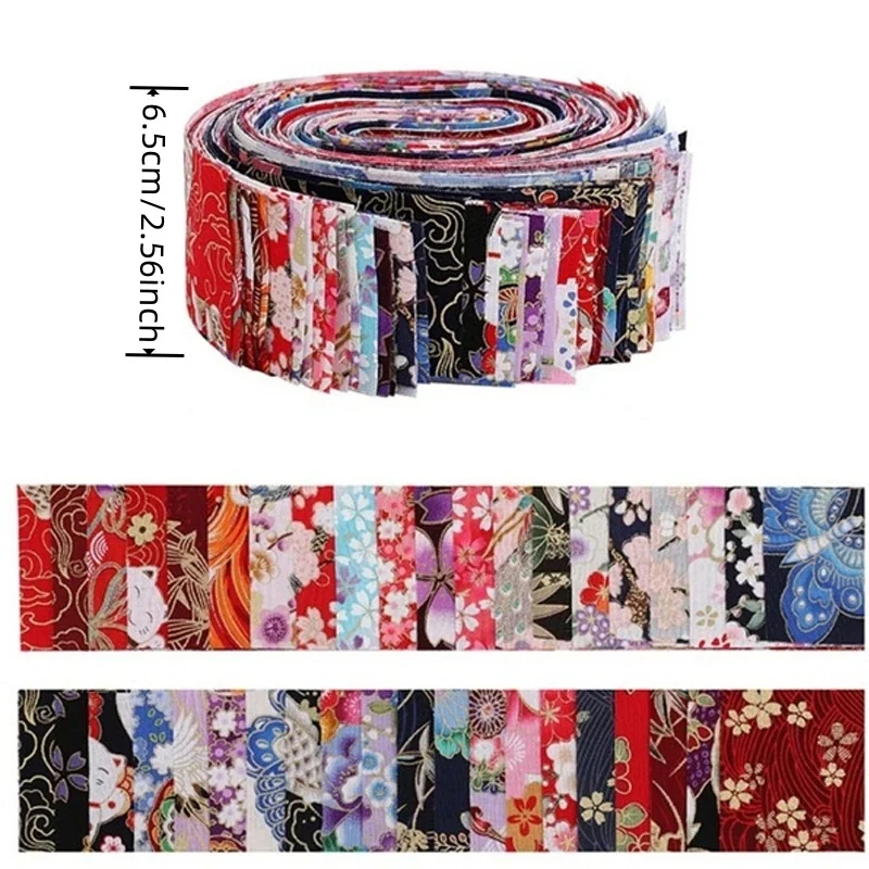 rouleau de gelée japonaise, 40 pièces, bandes de tissu en coton, matériau matelassé, tissu artisanal, patchwork, couture de poupées, sac, tissu de couture rouleau de gelée japonaise, 40 pièces, bandes de tissu en coton, matériau matelassé, tissu artisanal, patchwork, couture de poupées, sac, tissu de couture