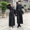 robe longue unisexe de grande taille avec broderie de samouraï japonais, vêtements de style chinois traditionnel hanfu, homme sans abri, dragon noir