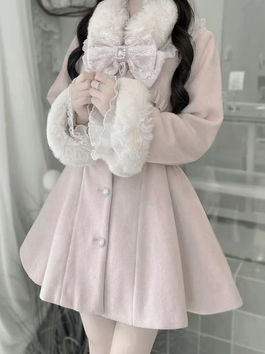 veste en laine noire pour femme, manteau japonais, produit en série, automne hiver, col à nœud mignon, doux et élégant, pardessus lolita veste en laine noire pour femme, manteau japonais, produit en série, automne hiver, col à nœud mignon, doux et élégant, pardessus lolita