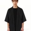 Chemises kimono japonais pour hommes, décontractées, point ouvert, léger, Yukata, mode, cardigan noir, manches 3/4, vêtements d&rsquo;extérieur pour les vacances d&rsquo;été