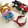 boho bow imprimé bandeaux pour femmes à large bord bandeaux vintage élégant cerceau de cheveux noeud croisé chapeaux filles cheveux accessoires