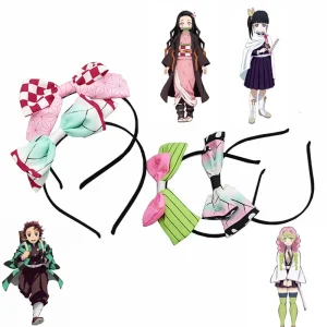 Anime Kochou Shinobu Kamado Nezuko Cosplay bandeau à nœud papillon bandeau pour filles coiffure accessoires de cheveux cadeaux pour les filles Anime Kochou Shinobu Kamado Nezuko Cosplay bandeau à nœud papillon bandeau pour filles coiffure accessoires de cheveux cadeaux pour les filles
