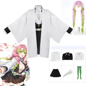 2025Volwassen enfants démon Slayer Kimetsu No Yaiba Anime Kimono Kanroji Mitsuri Cosplay ensemble complet Pruik Halloween pour Vrouwe