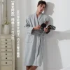 salon de beauté hôtel pur coton mince gaufre style peignoir hommes et femmes longue absorbant toutes saisons universelle grande taille robe