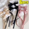 pince à cheveux en dentelle coréenne pour femmes et filles, épingles à cheveux à long ruban, barrettes, bandeau de sauna, accessoires pour cheveux, bijoux de mariage, tendance, 2 6 pièces