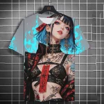 Samouraï japonais Katana tatouage fille T-Shirts impression 3D personnalité Anime t-shirt hommes/femmes à manches courtes Y2k haut décontracté vêtements pour hommes