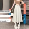 demi jupe de costume couleur fleur de cerisier pour femmes, jupe longue plissée amincissante, ligne a en forme de poire, couverture du corps, hanche, noire, nouvelle collection 2025