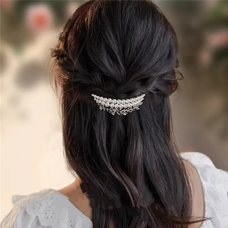 pince à cheveux coréenne chic en perles d'imitation, épingle à cheveux semi attachée facile à utiliser, pinces à ressort en croissant, accessoire pour cheveux indispensable. pince à cheveux coréenne chic en perles d'imitation, épingle à cheveux semi attachée facile à utiliser, pinces à ressort en croissant, accessoire pour cheveux indispensable.