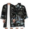 kimono long à imprimé floral rétro pour hommes et femmes, cardigan de samouraï japonais traditionnel, vêtements haori cosplay, mode