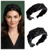 Bandeau tressé en Satin élégant, Design rembourré, large bandeau noir épais de Style coréen pour femmes, cerceau de tête de voyage Bandeau tressé en Satin élégant, Design rembourré, large bandeau noir épais de Style coréen pour femmes, cerceau de tête de voyage