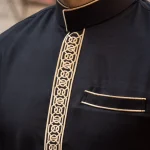 2025Islamic musulman arabe hommes robe à manches longues brodé col montant arabe thobe pour hommes