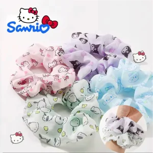 Sanrio gros intestin anneau de cheveux Hello Kitty Kuromi cannelle Pochacco dessin animé imprimé côlon anneau élastique bandeau ornements Sanrio gros intestin anneau de cheveux Hello Kitty Kuromi cannelle Pochacco dessin animé imprimé côlon anneau élastique bandeau ornements