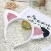 bandeau de sauna en fourrure pour chaton, oreilles d'animaux en peluche, bandeau de dessin animé pour le maquillage, le lavage du visage, le costume, les accessoires pour cheveux