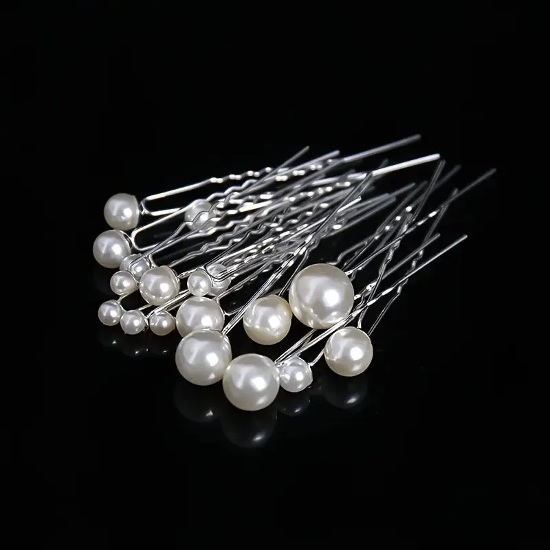 coiffure de mariée ornée de 18 épingles à cheveux en perles d'imitation, cheveux enroulés, ensemble d'accessoires en épingle à cheveux en forme de u coiffure de mariée ornée de 18 épingles à cheveux en perles d'imitation, cheveux enroulés, ensemble d'accessoires en épingle à cheveux en forme de u