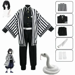 Anime Kimetsu No Yaiba Igflats Obanai Kimono Uniforme, Pruik Cosplay, Halloween Feest Anime Kimetsu No Yaiba Igflats Obanai Kimono Uniforme, Pruik Cosplay, Halloween Feest