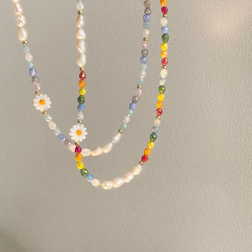 collier de perles de riz de style coréen, breloques de perles, bracelet marguerite, accessoires de bijoux, design minoritaire, perles de fleurs, chaîne de clavicule collier de perles de riz de style coréen, breloques de perles, bracelet marguerite, accessoires de bijoux, design minoritaire, perles de fleurs, chaîne de clavicule