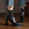 chaussures à talons bloc antidérapantes et résistantes à l'usure, plateforme à la mode, fermeture éclair latérale, bout pointu, chaussons à talons très hauts