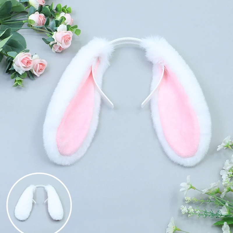 serre tête en peluche avec oreilles de lapin pour femme, joli bandeau en peluche avec dessin animé, accessoire cosplay pour fête d'halloween, tenue quotidienne serre tête en peluche avec oreilles de lapin pour femme, joli bandeau en peluche avec dessin animé, accessoire cosplay pour fête d'halloween, tenue quotidienne
