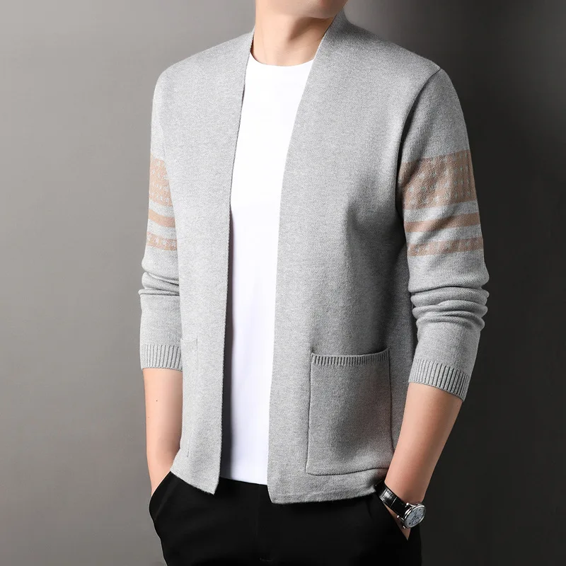 cardigan tricoté pour hommes, ample, décontracté, polyvalent, mode papa d'âge moyen, pull simple, manteau, printemps automne cardigan tricoté pour hommes, ample, décontracté, polyvalent, mode papa d'âge moyen, pull simple, manteau, printemps automne