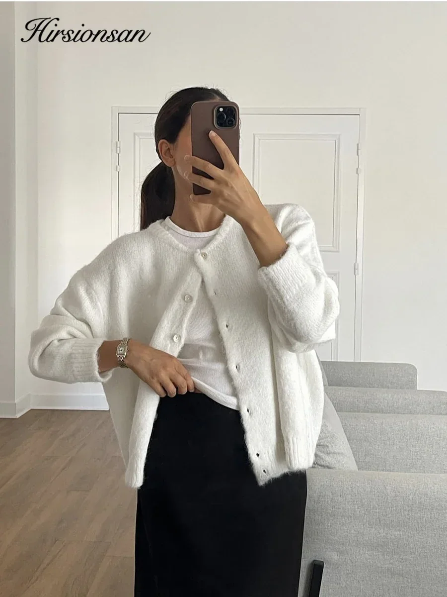hirsionsan élégant à manches longues pull femmes 2024 nouveau simple boutonnage femme cardigan décontracté doux cachemire tricoté vêtements d'extérieur hirsionsan élégant à manches longues pull femmes 2024 nouveau simple boutonnage femme cardigan décontracté doux cachemire tricoté vêtements d'extérieur