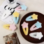 Pince à cheveux étoile en peluche pour filles, style minimaliste, coiffure, épingles à cheveux BB, ornement, doux, moelleux, barrettes, accessoires pour cheveux