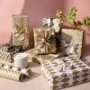50*70 cm pliable or estampillé papier d'emballage cadeau plaid classique papier kraft papier d'emballage bricolage artisanat papier décoration de vacances