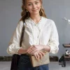 hauts en coton chemisiers japon filles mignon doux style preppy à manches longues volants col en v bleu rose bouton rétro vintage chemises à carreaux