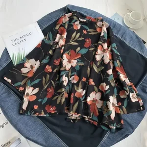 Cache-maillot en mousseline de soie pour femmes, chemises à fleurs, chemisiers bohème, écharpes, vêtements de plage, robe Kimono, maillot de bain, été Cache-maillot en mousseline de soie pour femmes, chemises à fleurs, chemisiers bohème, écharpes, vêtements de plage, robe Kimono, maillot de bain, été