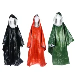 Poncho de pluie d&rsquo;urgence imperméable, couverture thermique PE, housse imperméable à capuche pour Camping en plein air, randonnée, voyage, moto, équipement de pluie