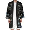 kimono long à imprimé floral rétro pour hommes et femmes, cardigan de samouraï japonais traditionnel, vêtements haori cosplay, mode