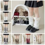 Jambières décontractées avec ruban à nœud Harajuku, bas longs, couleur unie, couvre-pieds tricoté, Kawaii, chaussettes tricotées Lolita douces, automne Jambières décontractées avec ruban à nœud Harajuku, bas longs, couleur unie, couvre-pieds tricoté, Kawaii, chaussettes tricotées Lolita douces, automne