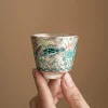 Tasse à thé en céramique plaquée argent, tasse principale de poisson peinte à la main, bol à thé rétro, service à thé chinois Kung Fu, verres, service à thé, cérémonie du thé