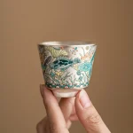 Tasse à thé en céramique plaquée argent, tasse principale de poisson peinte à la main, bol à thé rétro, service à thé chinois Kung Fu, verres, service à thé, cérémonie du thé