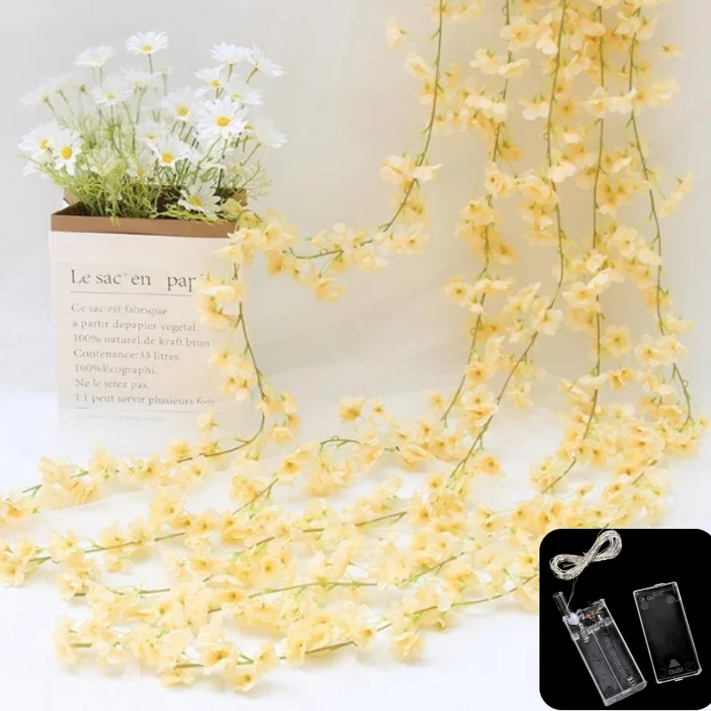 vigne de fleurs sakura artificielles de 180cm, pour décoration de mariage, arc de jardin, décoration de salle de maison, fête de mariée, fausse soie, ornement extérieur vigne de fleurs sakura artificielles de 180cm, pour décoration de mariage, arc de jardin, décoration de salle de maison, fête de mariée, fausse soie, ornement extérieur