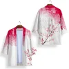 kimono unisexe noir et blanc, cosplay samouraï, hauts tendance, cardigan décontracté, costume yukata, streetwear japonais, vêtements traditionnels