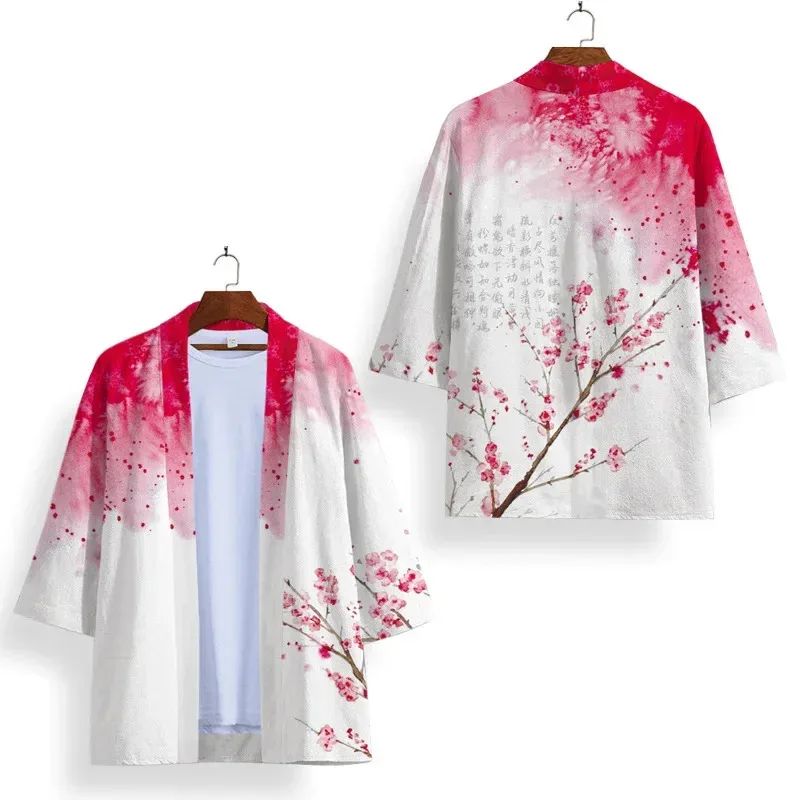 kimono unisexe noir et blanc, cosplay samouraï, hauts tendance, cardigan décontracté, costume yukata, streetwear japonais, vêtements traditionnels kimono unisexe noir et blanc, cosplay samouraï, hauts tendance, cardigan décontracté, costume yukata, streetwear japonais, vêtements traditionnels