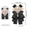 collier formel rétro en strass pour hommes, fleur en cristal, élégant, nœud papillon, style britannique, vintage, accessoire de costume pour hommes