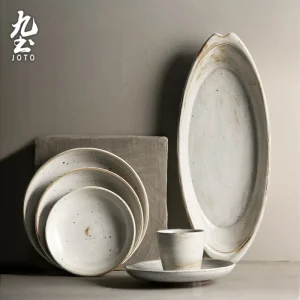 JOTO – ensemble de vaisselle en céramique japonaise épaisse, Simple et polyvalente, facile à nettoyer, fait à la main, CJR0450 JOTO – ensemble de vaisselle en céramique japonaise épaisse, Simple et polyvalente, facile à nettoyer, fait à la main, CJR0450