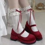 Chaussettes japonaises en coton avec nœud, mi-tube, dentelle, doux, Lolita, genou, école, filles, Kawaii, printemps, nouveau