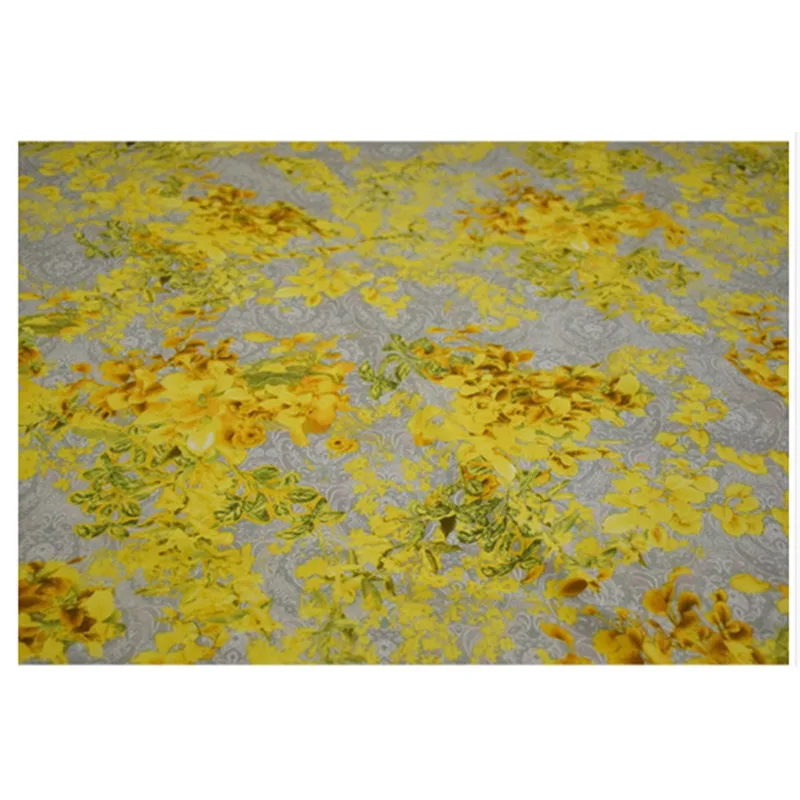 tissu en mousseline de soie pour robe, tissu cheongsam han, élégant imprimé de grandes fleurs jaunes, de haute qualité, mince, doux, pas transparent, t2054 tissu en mousseline de soie pour robe, tissu cheongsam han, élégant imprimé de grandes fleurs jaunes, de haute qualité, mince, doux, pas transparent, t2054