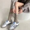 jk lolita kawaii chaussettes sulfpour femmes, chaussettes hautes, monochromatique, noir, blanc, gris, mode japonaise, bol, mignon, automne, hiver