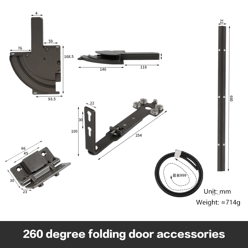 porte pliante à ouverture grand angle de 260 degrés, accessoires de quincaillerie, porte de garde robe entièrement ouverte sans piste inférieure, piste pliante porte pliante à ouverture grand angle de 260 degrés, accessoires de quincaillerie, porte de garde robe entièrement ouverte sans piste inférieure, piste pliante