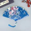 Éventail pliant en soie vintage de style chinois, artisanat d'art japonais fait à la main, décorations pour la maison, éventail de danse à main, fans de décoration de salle