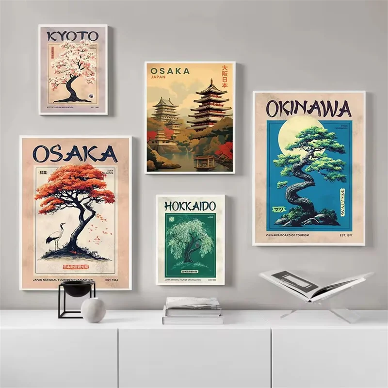 affiche de voyage japonaise imprimée pour salon, décoration de maison, villes japonaises, monuments de paysage de tokyo, peinture sur toile, cadeau d'art mural affiche de voyage japonaise imprimée pour salon, décoration de maison, villes japonaises, monuments de paysage de tokyo, peinture sur toile, cadeau d'art mural