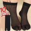 chaussettes d'été respirantes à bout fendu, ultra fines, en soie cristal clair, bas cool pour femmes et hommes, couleur unie, chaussettes japonaises à deux orteils