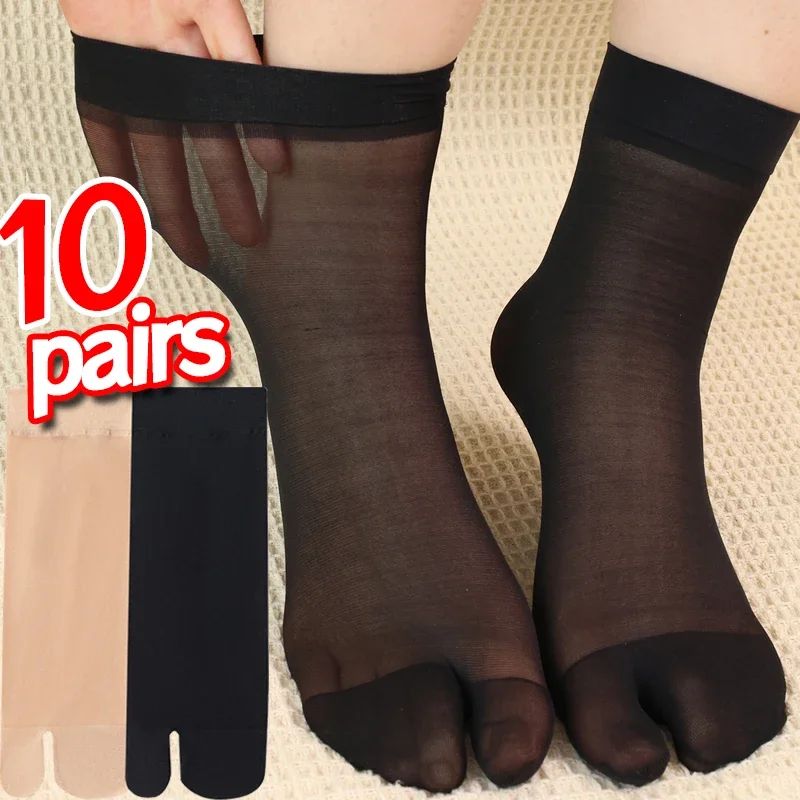 chaussettes d'été respirantes à bout fendu, ultra fines, en soie cristal clair, bas cool pour femmes et hommes, couleur unie, chaussettes japonaises à deux orteils chaussettes d'été respirantes à bout fendu, ultra fines, en soie cristal clair, bas cool pour femmes et hommes, couleur unie, chaussettes japonaises à deux orteils