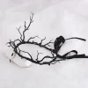 coiffure couronne de branche gothique, bandeau pliable à fleurs noires avec pendentif frontal pour femmes, halloween ou cosplay